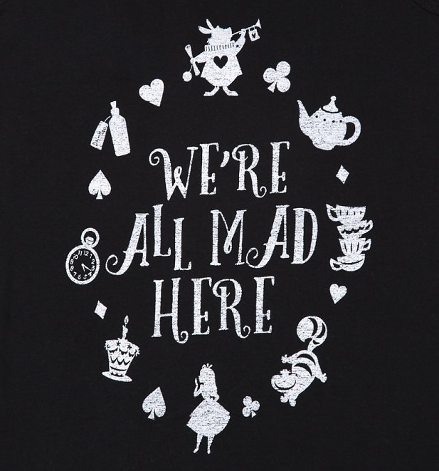 Women's Black Disney Alice In Wonderland We're All Mad Here Vest Women's Black Disney Alice In Wonderland We're All Mad Here Vest