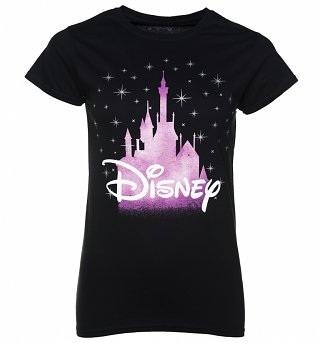 Women's Disney Castle Fitted Black T-Shirt Women's Disney Castle Fitted Black T-Shirt