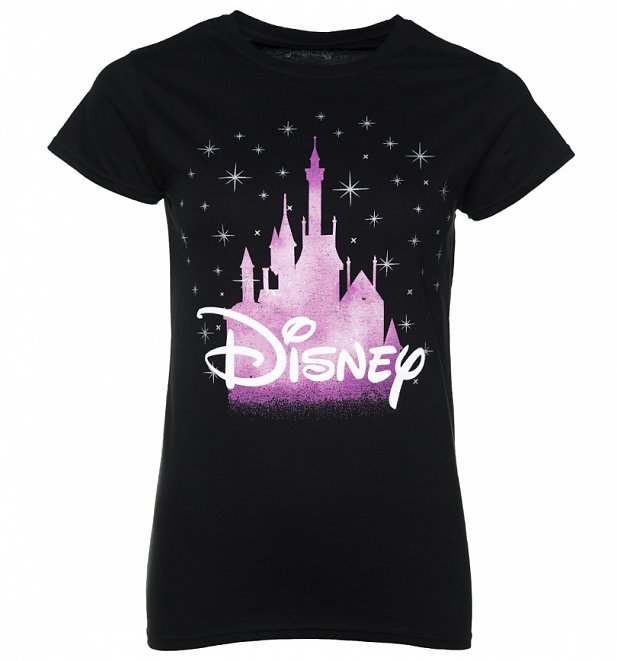 Women's Black Disney Castle T-Shirt Women's Black Disney Castle T-Shirt