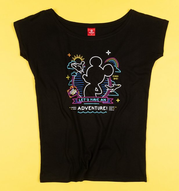 Women's Black Disney Mickey Mouse Adventure Slouch T-Shirt