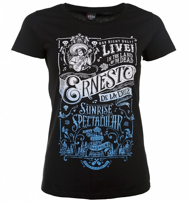 Women's Black Disney Pixar Coco Ernesto T-Shirt Women's Black Disney Pixar Coco Ernesto T-Shirt