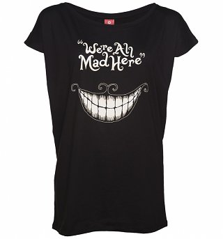 Women's Black Disney We're All Mad Here Slouchy T-Shirt Women's Black Disney We're All Mad Here Slouchy T-Shirt