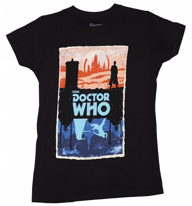 Women's Black Doctor Who Gallifrey And Skaro T-Shirt Women's Black Doctor Who Gallifrey And Skaro T-Shirt
