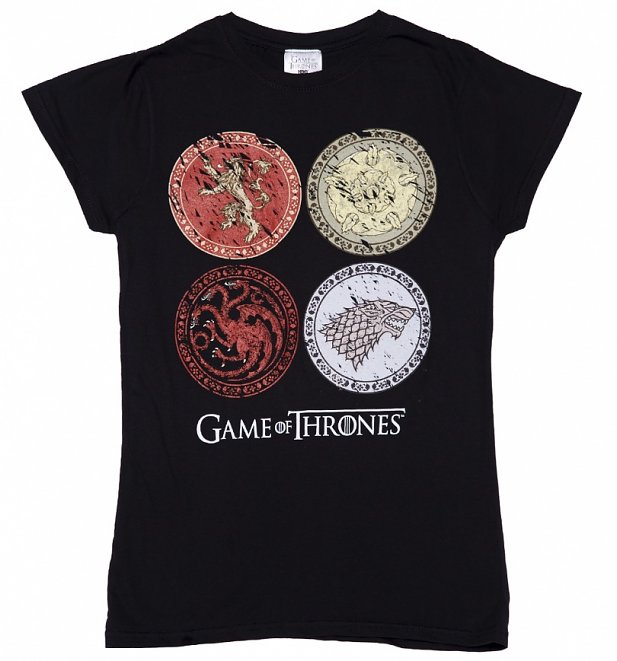 Women's Black Game Of Thrones House Crests TShirt