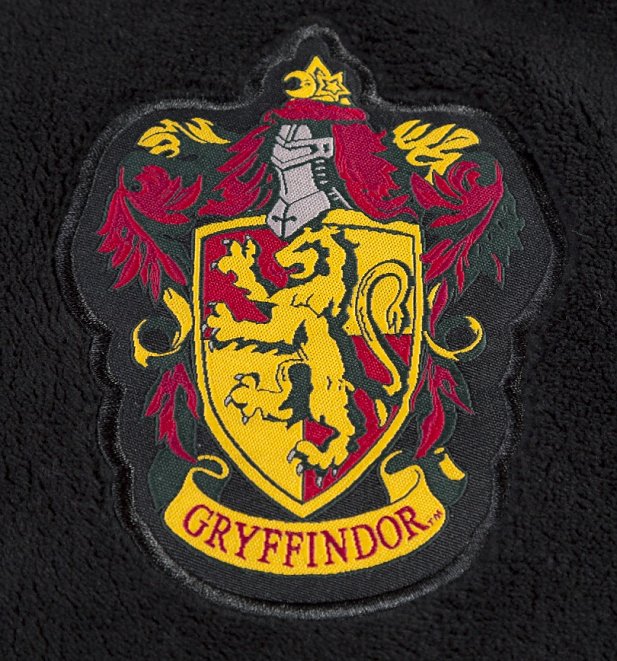 Women's Black Harry Potter Gryffindor Crest Hooded Dressing Gown Women's Black Harry Potter Gryffindor Crest Hooded Dressing Gown