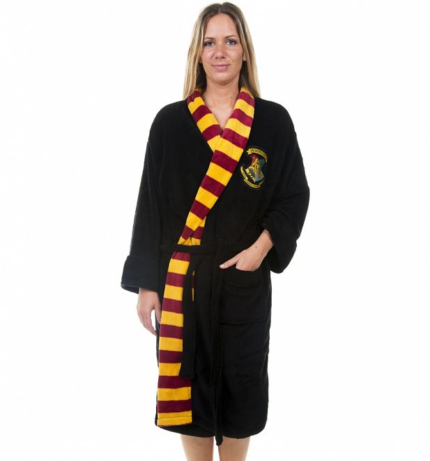 Women's Black Harry Potter Hogwarts Dressing Gown Women's Black Harry Potter Hogwarts Dressing Gown