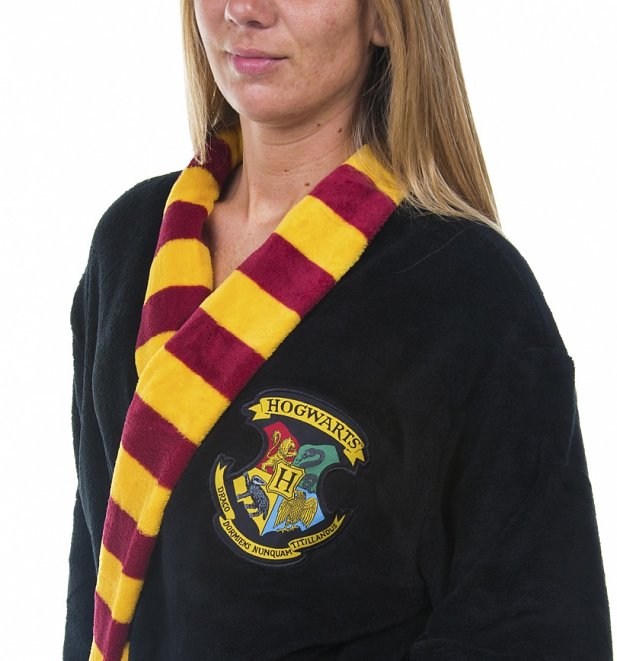 Women's Black Harry Potter Hogwarts Dressing Gown