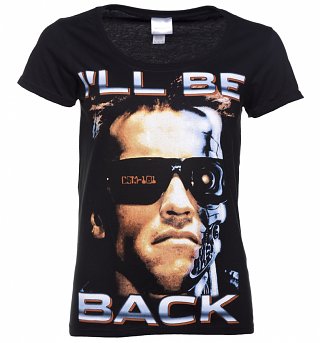 Women's Black I'll Be Back Terminator Scoop Neck T-Shirt Women's Black I'll Be Back Terminator Scoop Neck T-Shirt