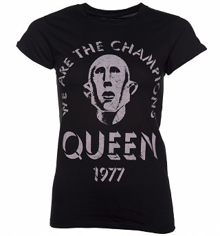 Women's Black Queen We Are The Champions 1977 T-Shirt Women's Black Queen We Are The Champions 1977 T-Shirt