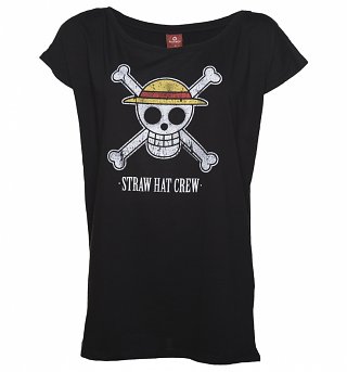 Women's Black Straw Hat Crew One Piece T-Shirt Women's Black Straw Hat Crew One Piece T-Shirt