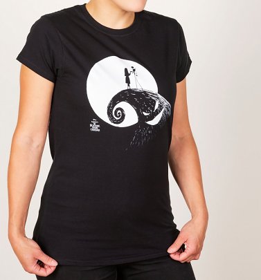 Women's Black The Nightmare Before Christmas Jack & Sally Moon T-Shirt Women's Black The Nightmare Before Christmas Jack & Sally Moon T-Shirt