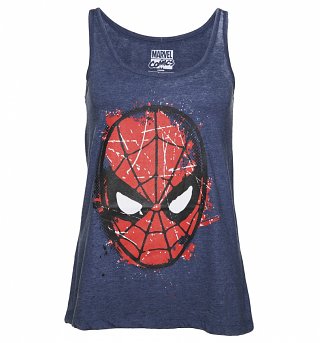 Women's Blue Burnout Marvel Comics Spider-Man Vest Women's Blue Burnout Marvel Comics Spider-Man Vest