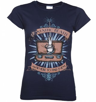 Women's Navy Fantastic Beasts Magic Wand T-Shirt Women's Navy Fantastic Beasts Magic Wand T-Shirt