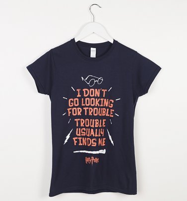 Women's Blue Harry Potter Looking For Trouble T-Shirt Women's Blue Harry Potter Looking For Trouble T-Shirt