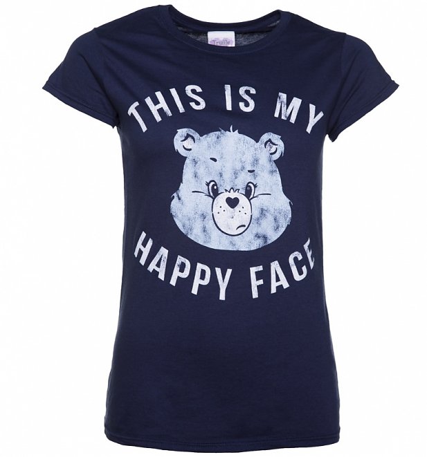 Women's Care Bears Grumpy Bear This Is My Happy Face T-Shirt Women's Care Bears Grumpy Bear This Is My Happy Face T-Shirt