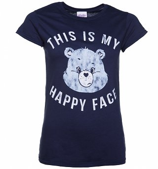 Women's Care Bears Grumpy Bear This Is My Happy Face T-Shirt Women's Care Bears Grumpy Bear This Is My Happy Face T-Shirt