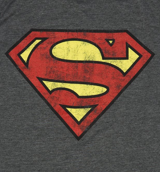 Women's Charcoal Distressed Superman Logo T-Shirt
