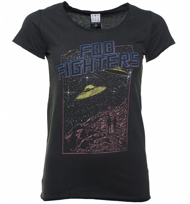 Women's Charcoal Foo Fighters Flying Saucers T-Shirt from Amplified Women's Charcoal Foo Fighters Flying Saucers T-Shirt from Amplified