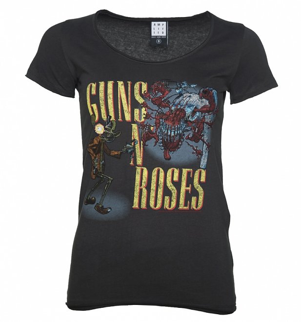 Women's Charcoal Guns N' Roses Appetite Attack T-Shirt from Amplified Women's Charcoal Guns N' Roses Appetite Attack T-Shirt from Amplified
