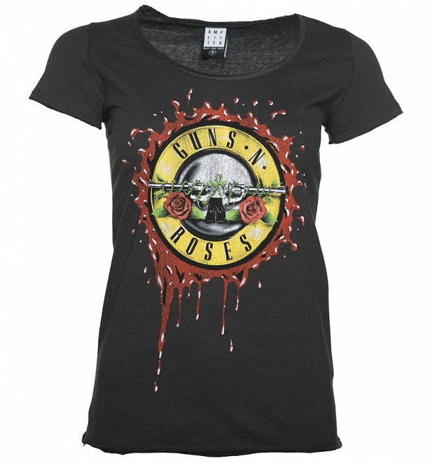 Women's Charcoal Guns N' Roses Bloody Bullet T-Shirt from Amplified Women's Charcoal Guns N' Roses Bloody Bullet T-Shirt from Amplified