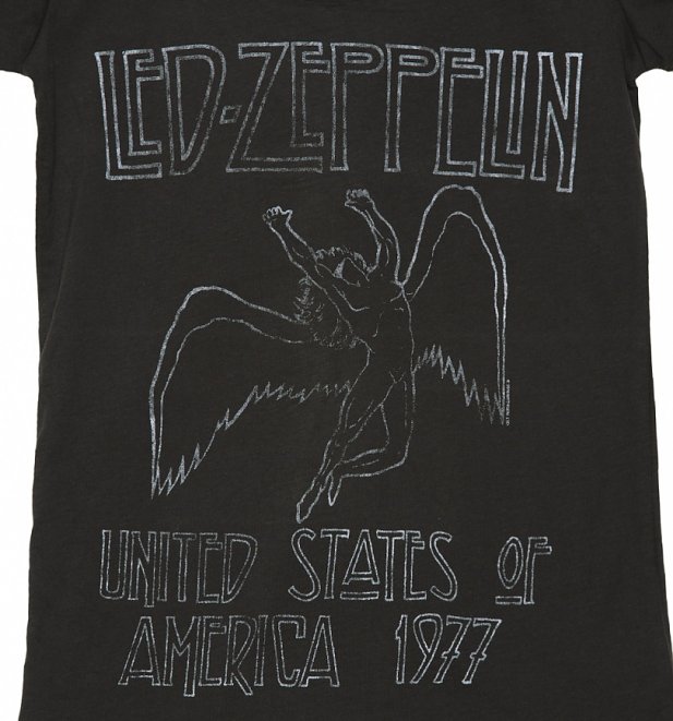 Women's Charcoal Led Zeppelin USA 1977 T-Shirt from Amplified Women's Charcoal Led Zeppelin USA 1977 T-Shirt from Amplified