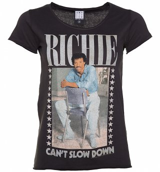Women's Charcoal Lionel Richie Can't Slow Down T-Shirt from Amplified Women's Charcoal Lionel Richie Can't Slow Down T-Shirt from Amplified