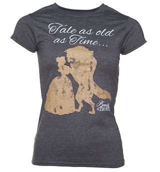 Women's Charcoal Marl Disney Beauty And The Beast Tale As Old As Time T-Shirt Women's Charcoal Marl Disney Beauty And The Beast Tale As Old As Time T-Shirt