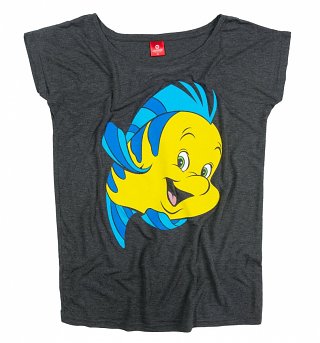 Women's Charcoal Marl Flounder The Little Mermaid Oversized T-Shirt Women's Charcoal Marl Flounder The Little Mermaid Oversized T-Shirt