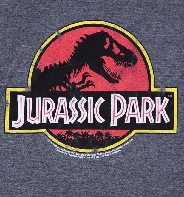 Women's Charcoal Marl Jurassic Park Logo Boyfriend T-Shirt Women's Charcoal Marl Jurassic Park Logo Boyfriend T-Shirt