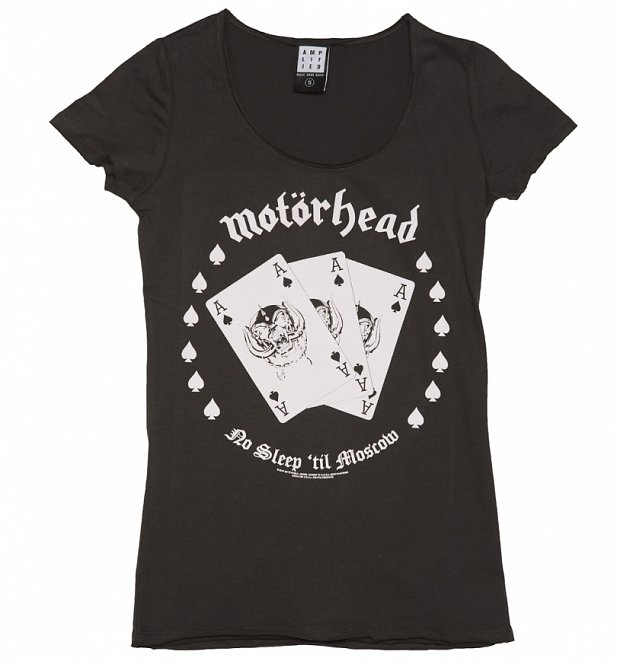 Women's Charcoal Motorhead Ace Of Spades T-Shirt from Amplified Women's Charcoal Motorhead Ace Of Spades T-Shirt from Amplified
