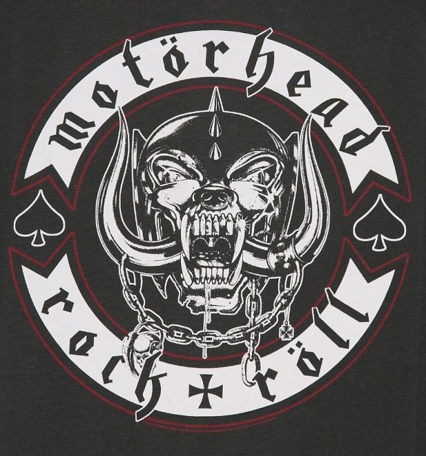 Women's Charcoal Motorhead Biker Badge T-Shirt from Amplified Women's Charcoal Motorhead Biker Badge T-Shirt from Amplified