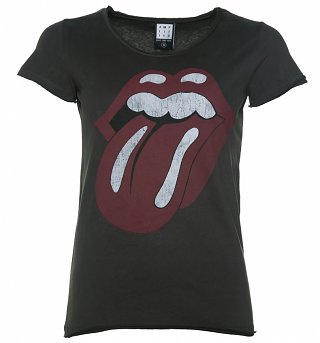 Women's Charcoal The Rolling Stones Tongue Logo T-Shirt from Amplified Women's Charcoal The Rolling Stones Tongue Logo T-Shirt from Amplified
