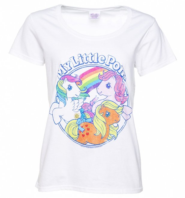 Women's Classic My Little Pony White Scoop Neck T-Shirt Women's Classic My Little Pony White Scoop Neck T-Shirt