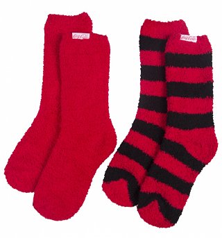 Women's Coca-Coca Striped 2pk Cosy Socks Women's Coca-Coca Striped 2pk Cosy Socks