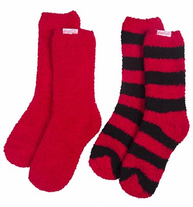 Women's Coca-Cola Striped 2pk Cosy Socks Women's Coca-Cola Striped 2pk Cosy Socks