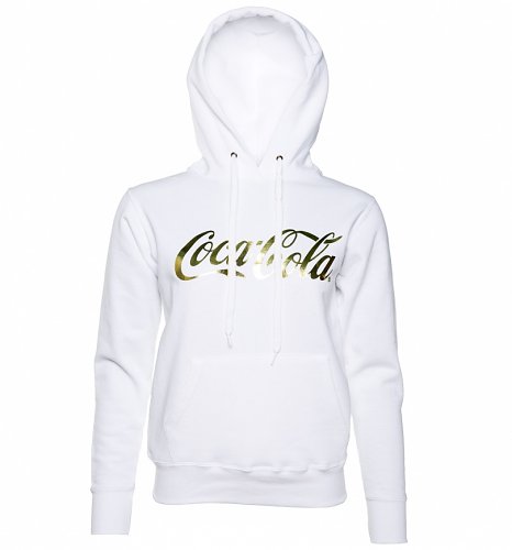 Women's Coca-Cola Gold Foil Logo White Hoodie : ShopCoke.com