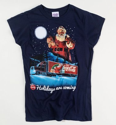 Women's Coca-Cola Holidays Are Coming Fitted Christmas T-Shirt Women's Coca-Cola Holidays Are Coming Fitted Christmas T-Shirt