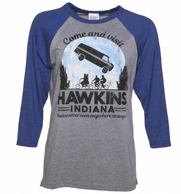 Women's Come and Visit Hawkins Indiana Stranger Things Inspired Raglan Baseball T-Shirt Women's Come and Visit Hawkins Indiana Stranger Things Inspired Raglan Baseball T-Shirt