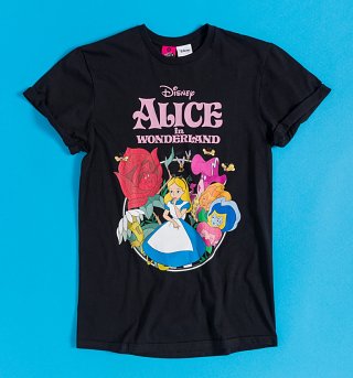 Women's Disney Alice In Wonderland Black Boyfriend T-Shirt