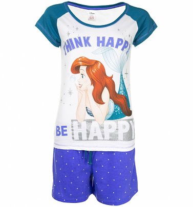 Women's Disney Little Mermaid Think Happy Be Happy Shortie Pyjamas Women's Disney Little Mermaid Think Happy Be Happy Shortie Pyjamas