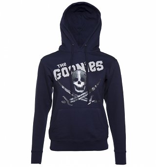 Women's Foil Print Goonies Skull and Crossbones Hoodie Women's Foil Print Goonies Skull and Crossbones Hoodie