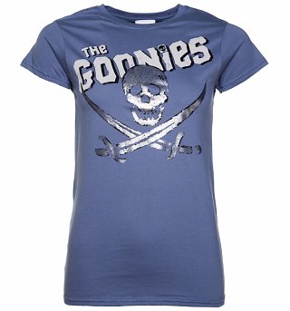 Women's Foil Print Goonies Skull and Crossbones T-Shirt Women's Foil Print Goonies Skull and Crossbones T-Shirt