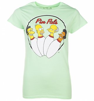 Women's Green Simpsons Pin Pals T-Shirt Women's Green Simpsons Pin Pals T-Shirt