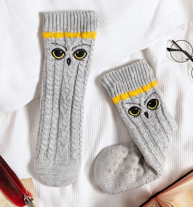 Women's Grey Harry Potter Hedwig Slipper Socks