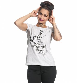 Women's Grey Marl Alice In Wonderland not Crazy Disney T-Shirt Women's Grey Marl Alice In Wonderland not Crazy Disney T-Shirt