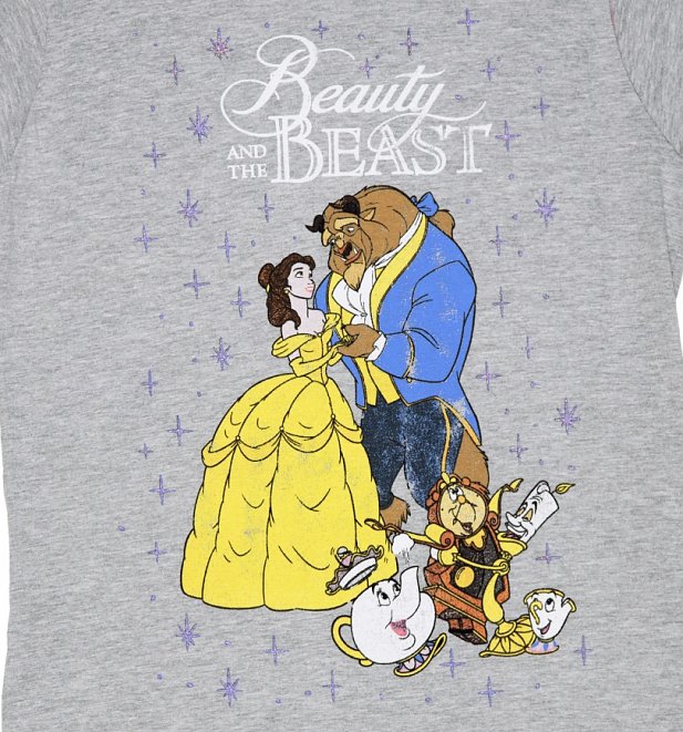 Women's Grey Marl Classic Disney Beauty And The Beast T-Shirt Women's Grey Marl Classic Disney Beauty And The Beast T-Shirt