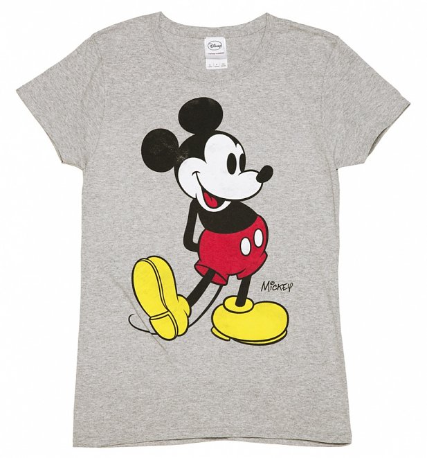 Women's Grey Marl Disney Classic Mickey Mouse T-Shirt Women's Grey Marl Disney Classic Mickey Mouse T-Shirt