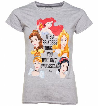 Women's Grey Marl Disney It's A Princess Thing T-Shirt Women's Grey Marl Disney It's A Princess Thing T-Shirt