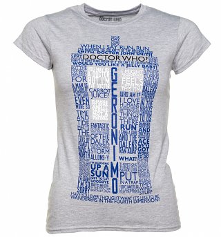 Women's Grey Marl Doctor Who TARDIS Quotes T-Shirt Women's Grey Marl Doctor Who TARDIS Quotes T-Shirt