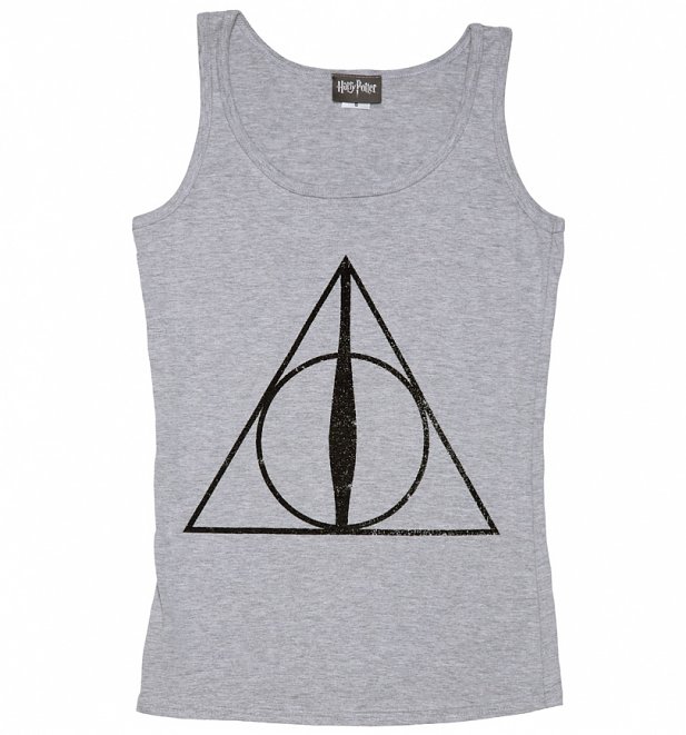 Women's Grey Marl Harry Potter Deathly Hallows Symbol Vest Women's Grey Marl Harry Potter Deathly Hallows Symbol Vest
